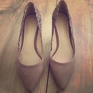BCBG tan suede heels